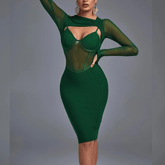 Amelia - Green Mesh and Bandage Dress